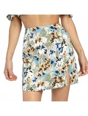 NWT Lulus Full Flower Beige Floral Print Mini Skirt XS
